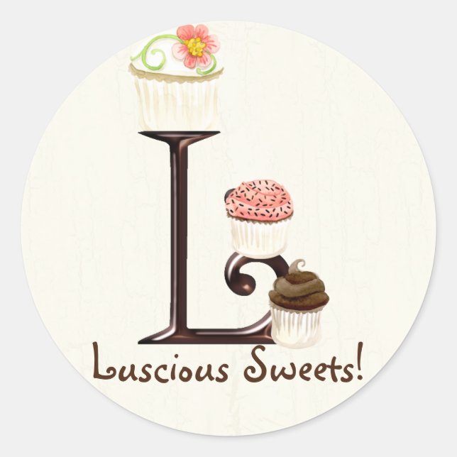 Letter L Monogram Cupcake Logo Business Stickers (Front)