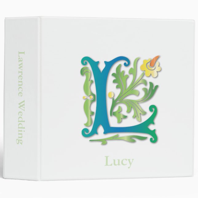Letter L Monogram Fleur de lis Binder (Front/Spine)