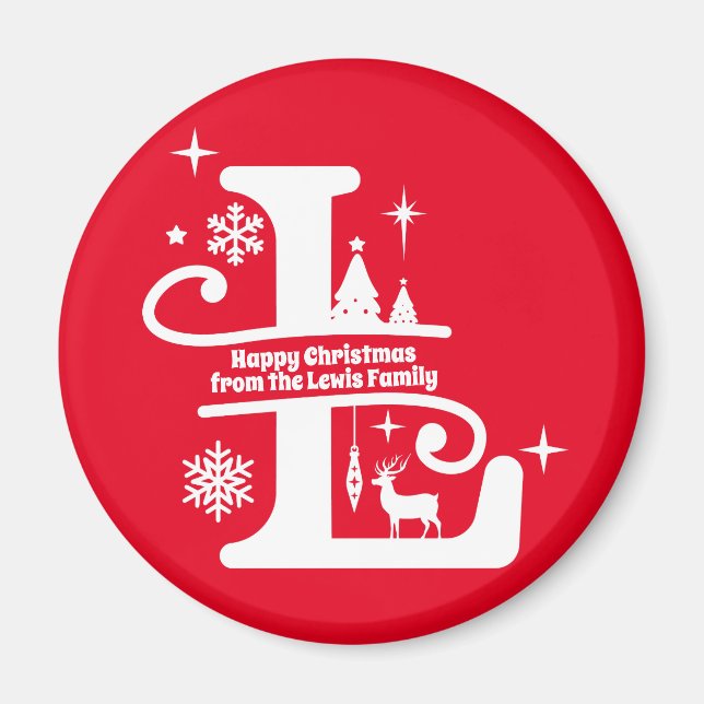 Letter L Monogram Initial Family Name Greeting  Magnet (Front)