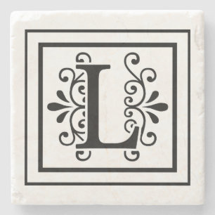 Letter L Monogram Stone Coasters