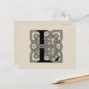 Letter L Monogram Vintage Celtic Knot Print Postcard