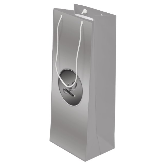 "Letter L" Monogram Wine Gift Bag (Back Angled)