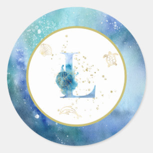 *~*  LETTER L -  Nautical Beach Envelope  Sticker
