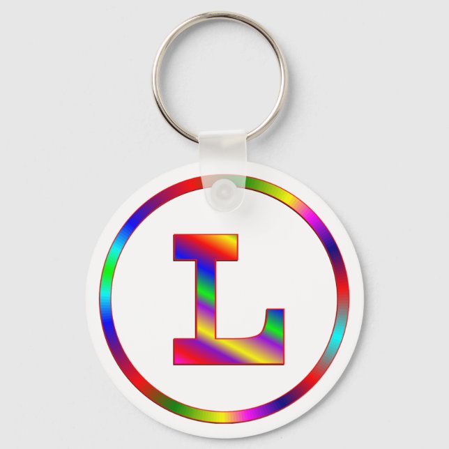 Letter L Rainbow Keychain (Front)