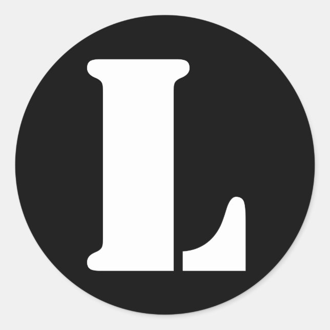 Letter L Stencil Alphabet by Janz Black Classic Round Sticker (Front)