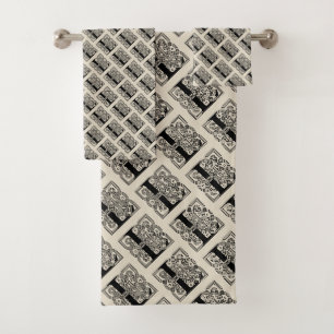 Letter L Vintage Celtic Knot Monogram Bath Towel Set