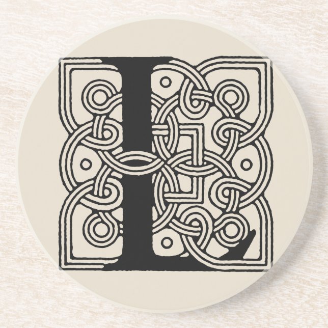 Letter L Vintage Celtic Knot Monogram Coaster (Front)