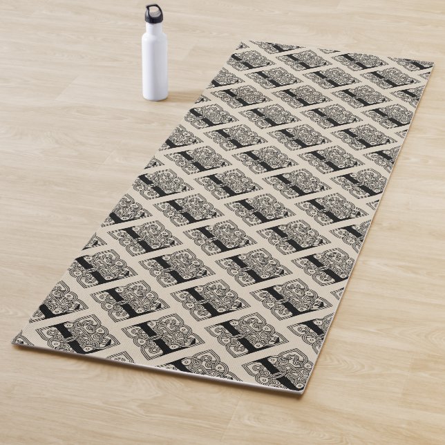 Letter L Vintage Celtic Knot Monogram Yoga Mat (In Situ)