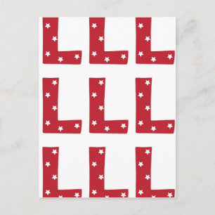 Letter L - White Stars on Dark Red Postcard