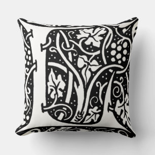 Letter 'L' William Morris Design Throw Pillow
