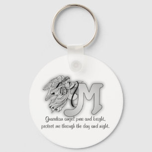 Letter M angel monogram alphabet initial Keychain