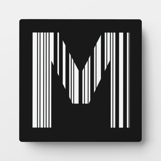 LETTER M BAR CODE First Initial Barcode Pattern Plaque (Front)