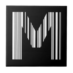 LETTER M BAR CODE First Initial Barcode Pattern Tile