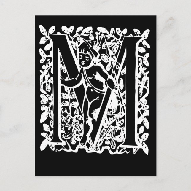 Letter M Black and White Monogram Cards (Front)