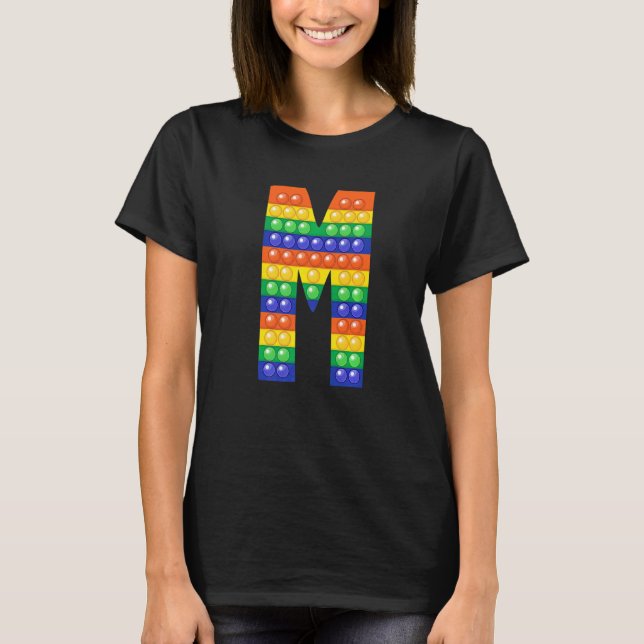 Letter M Capital Alphabet Fidget Pop It Matching P T-Shirt (Front)