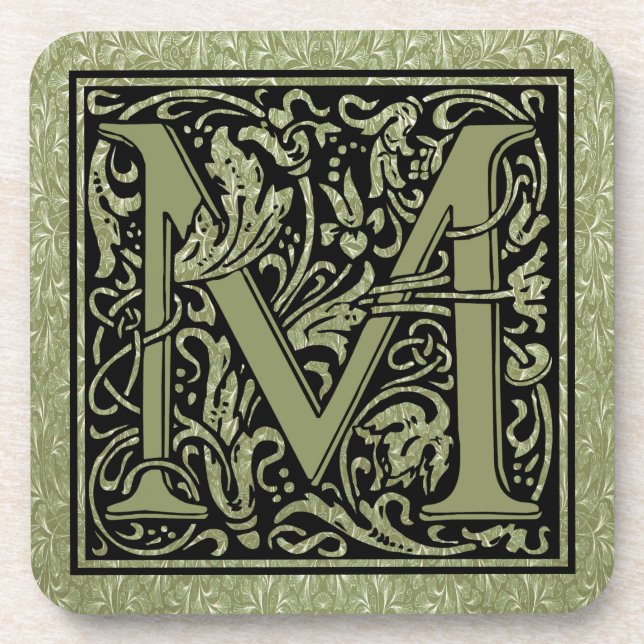 Letter M First Letter Monogram Coaster (Front)