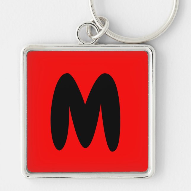 letter M, initial , abecedario popular key chain (Front)