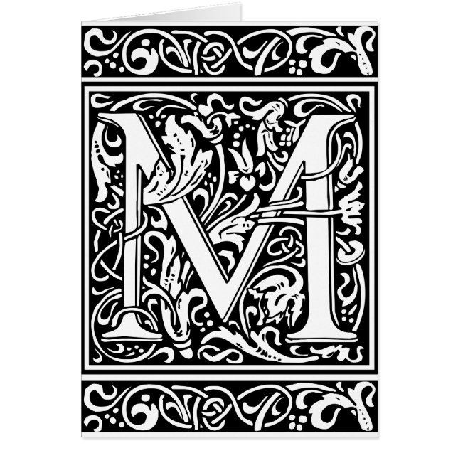 Letter M Medieval Monogram Art Nouveau (Front)