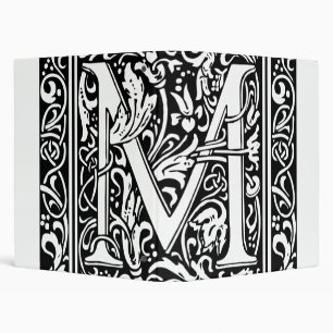 Letter M Medieval Monogram Art Nouveau Binder