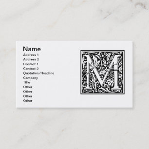 Letter M Medieval Monogram Art Nouveau Business Card