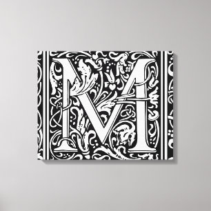 Letter M Medieval Monogram Art Nouveau Canvas Print