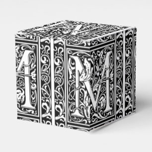 Letter M Medieval Monogram Art Nouveau Favor Box