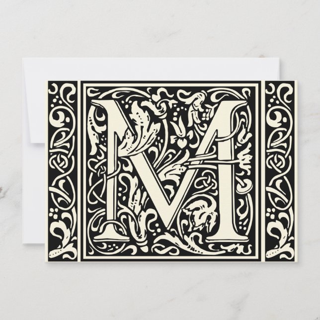 Letter M Medieval Monogram Art Nouveau Invitation (Front)