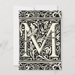 Letter M Medieval Monogram Art Nouveau Invitation