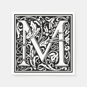 Letter M Medieval Monogram Art Nouveau Napkin