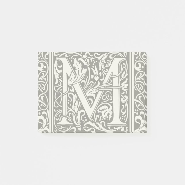 Letter M Medieval Monogram Art Nouveau Post-it Notes (Front)