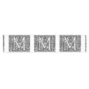 Letter M Medieval Monogram Art Nouveau Short Table Runner