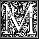 Letter M Medieval Monogram Art Nouveau Standing Photo Sculpture<br><div class="desc">This initial M is part of a complete series of upper case William Morris inspired typography initials. The black and white lettering is highly decorative, styled after the fancy typography of the middle ages. Cute and trendy, this is a vintage chic monogram M - letter M- swirly M . Customize...</div>