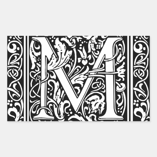 Letter M Medieval Monogram Art Nouveau Sticker (Front)