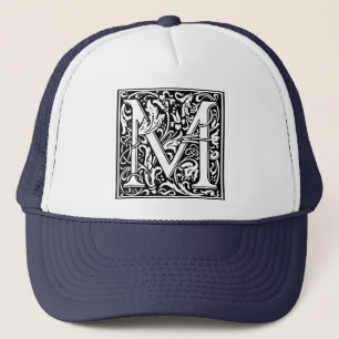 Letter M Medieval Monogram Vintage Initial Trucker Hat