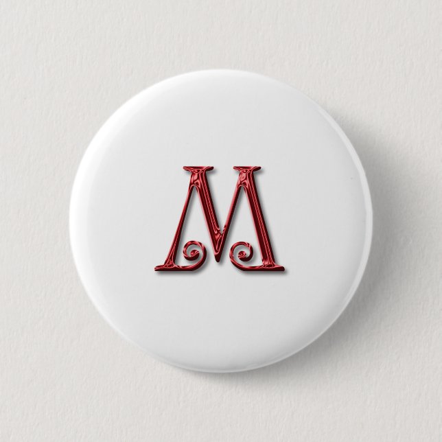 Letter M Monogram 2 Inch Round Button (Front)