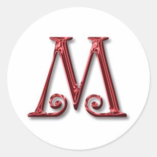Letter M Monogram Classic Round Sticker