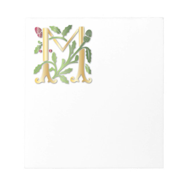 Letter M Monogram Fleur de lis Notepad (Front)