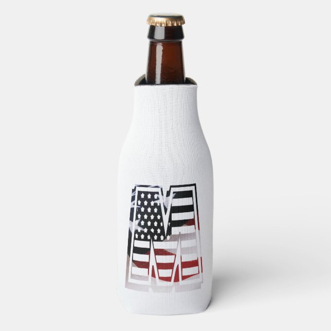 Letter M Monogram Initial USA Bottle Cooler (Bottle Front)
