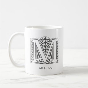 Letter M Monogram Modern Name Coffee Mug