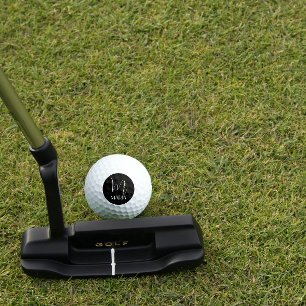 Letter M monogram red watercolor mom black Golf Balls