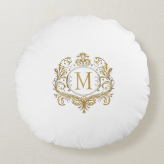 Letter M. Monogram Round Pillow