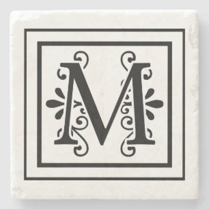 Letter M Monogram Stone Coasters