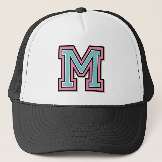 Letter M Monogram Trucker Hat (Front)