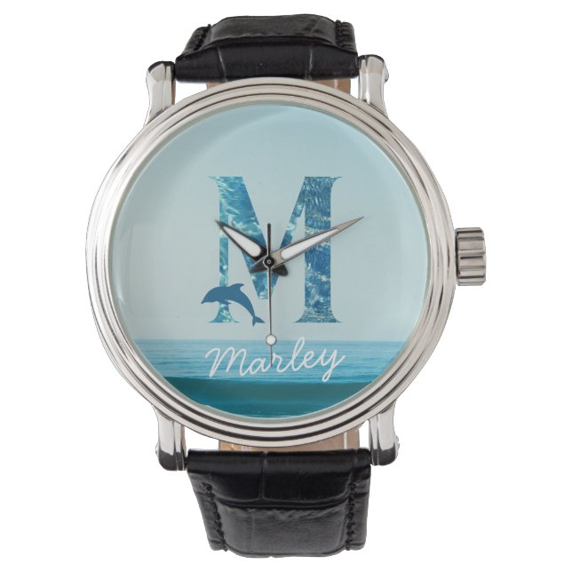 Letter M Ocean Pattern  Watch (Front)