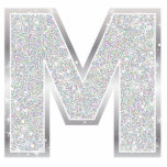 Letter M Photo Sculpture Ornament<br><div class="desc">Letter M silver faux glitter ornament</div>