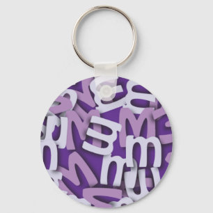 Letter M Purple Keychain