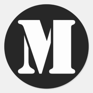 Letter M Stencil Alphabet by Janz Black Classic Round Sticker