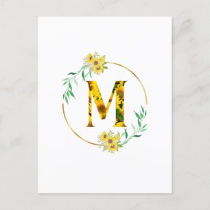 Letter M Sunflower pattern Postcard
