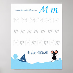 Letter M Tracing Poster for Kids