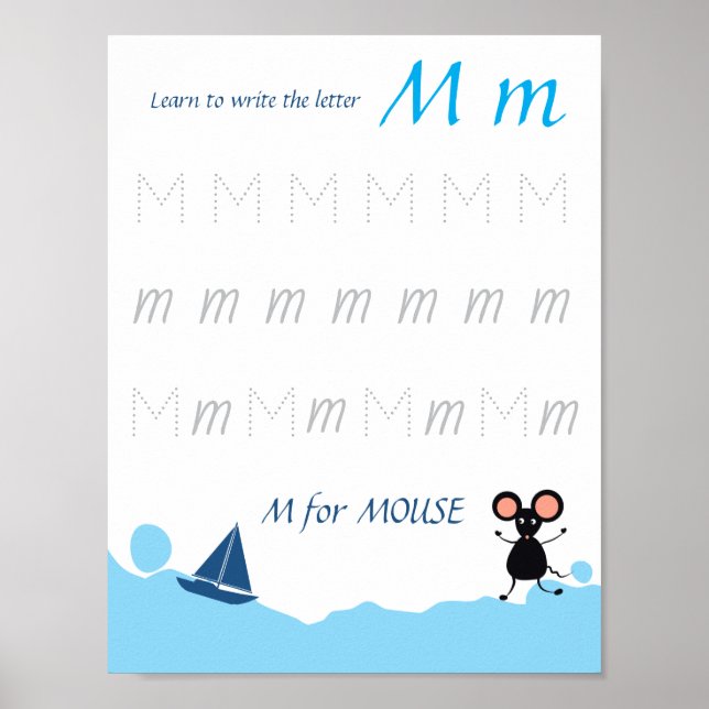 Letter M Tracing Poster for Kids (Front)